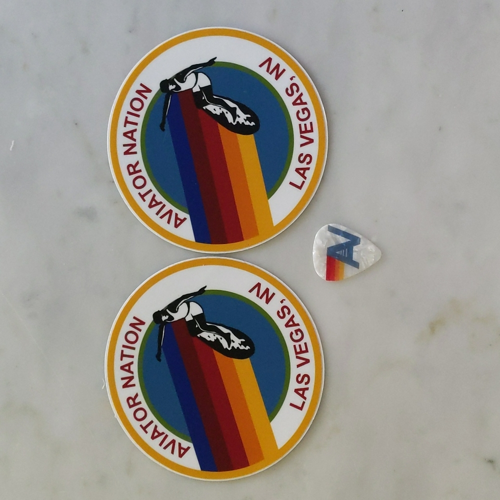 Aviator Nation Las Vegas Stickers and guitar pick